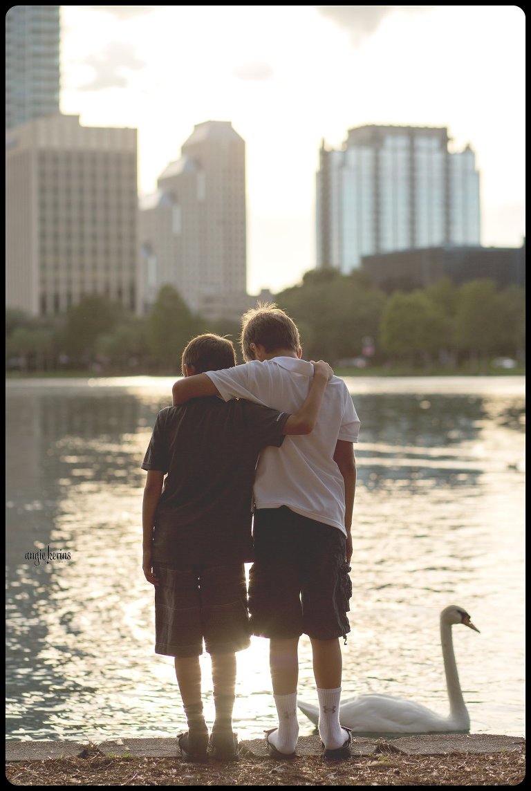 Brothers at Lake Eola Orlando lifestyle photography